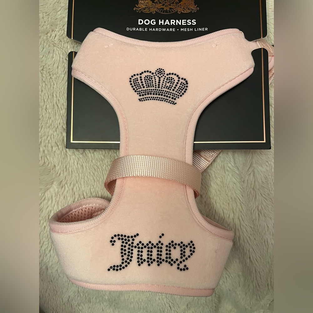 JUICY COUTURE LARGE DOG HARNESS BLACK W/ RHINESTONES NWT!